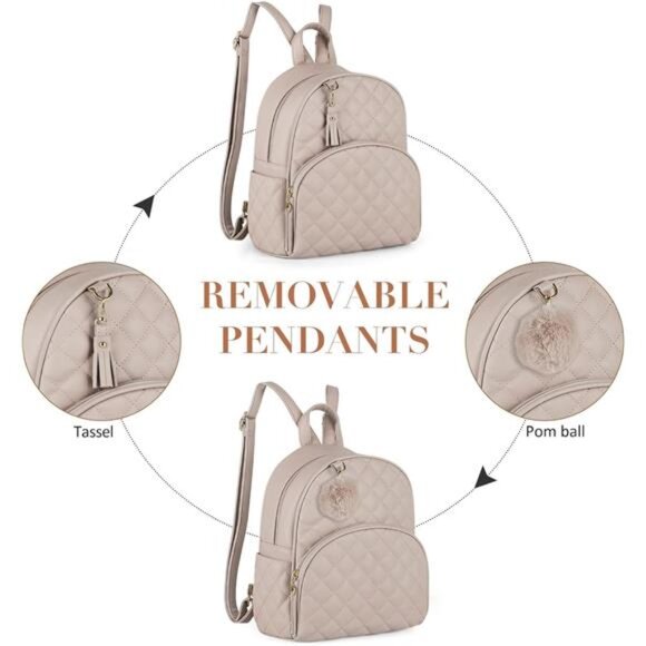 Mini Backpack Vegan Leather with Charm Tassel Brown - Picture 3 of 6